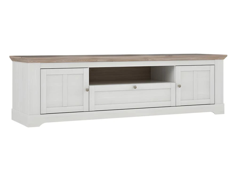 Meuble TV 205 Cm 2 Portes 1 Tiroir Décor Chêne Blanchi - ANGELE 3 Meuble TV 205 Cm 2 Portes 1 Tiroir Décor Chêne Blanchi - ANGELE