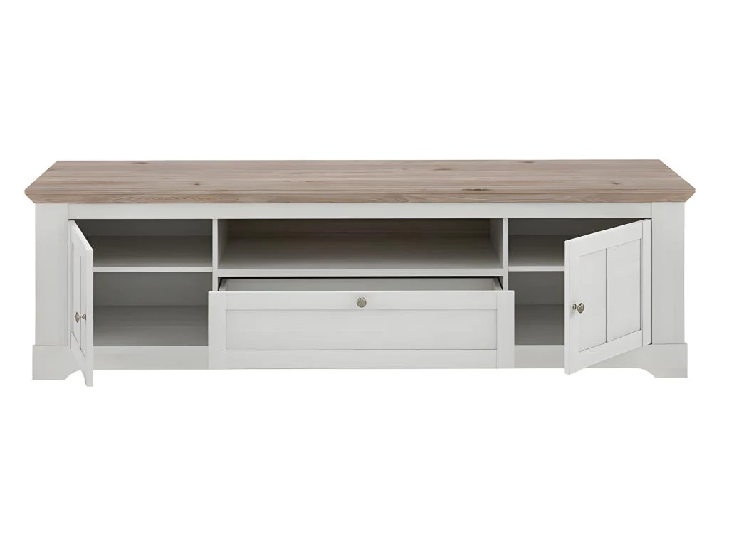 Meuble TV 205 Cm 2 Portes 1 Tiroir Décor Chêne Blanchi - ANGELE 5 Meuble TV 205 Cm 2 Portes 1 Tiroir Décor Chêne Blanchi - ANGELE – Image 3