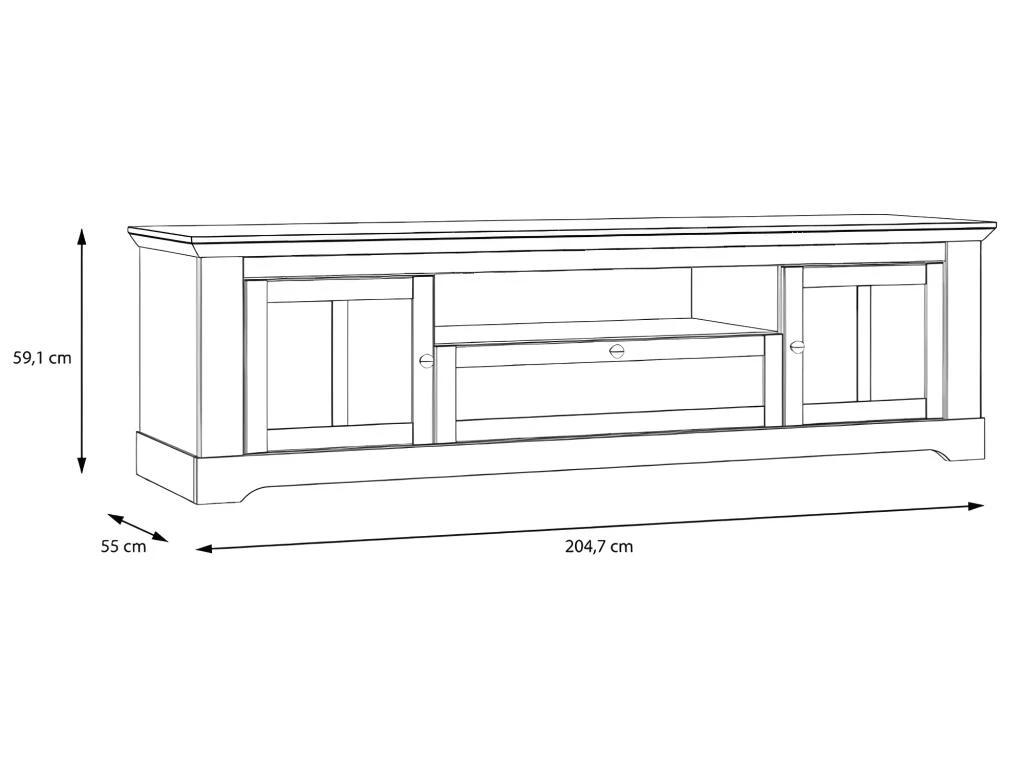 Meuble TV 205 Cm 2 Portes 1 Tiroir Décor Chêne Blanchi - ANGELE 6 Meuble TV 205 Cm 2 Portes 1 Tiroir Décor Chêne Blanchi - ANGELE – Image 4