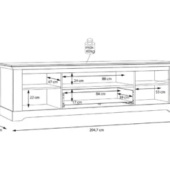 Meuble TV 205 Cm 2 Portes 1 Tiroir Décor Chêne Blanchi - ANGELE 11 Meuble TV 205 Cm 2 Portes 1 Tiroir Décor Chêne Blanchi - ANGELE -Pas Cher Mobiliora Magasin meuble tv 8920317