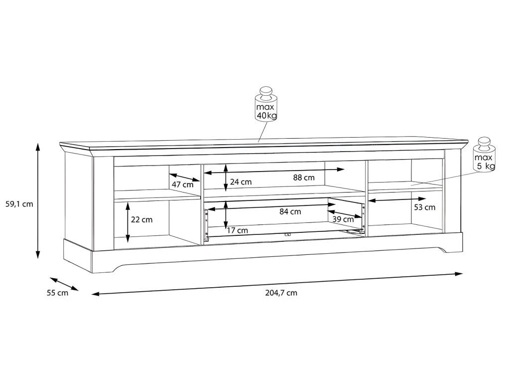 Meuble TV 205 Cm 2 Portes 1 Tiroir Décor Chêne Blanchi - ANGELE 7 Meuble TV 205 Cm 2 Portes 1 Tiroir Décor Chêne Blanchi - ANGELE – Image 5