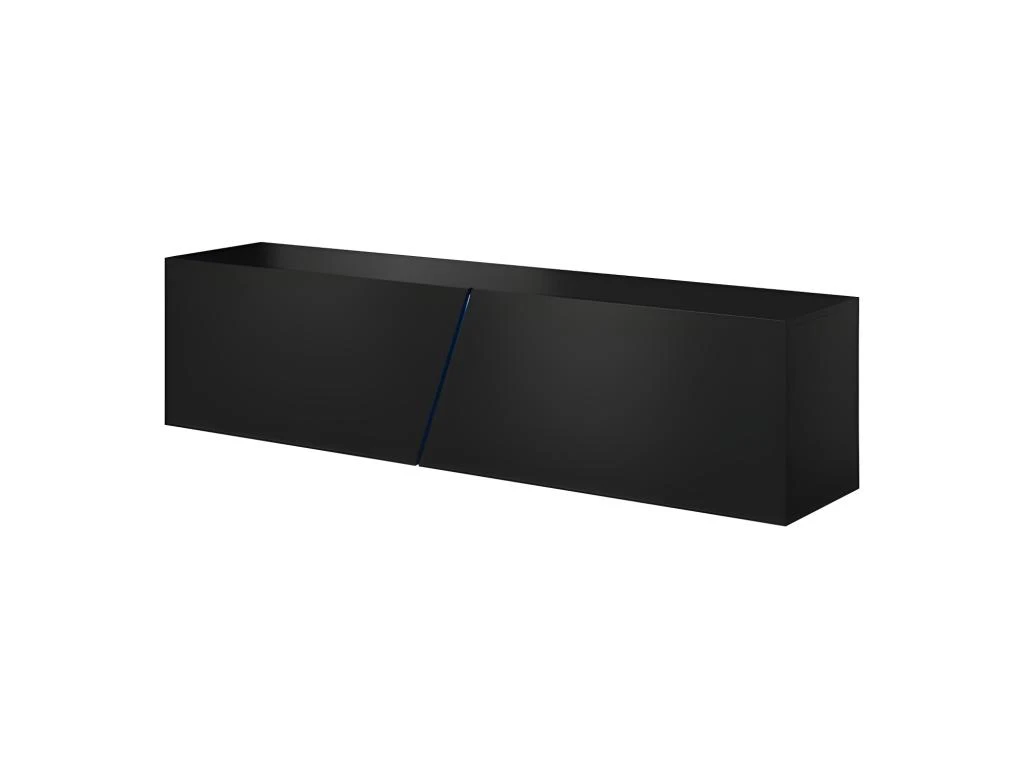 Meuble TV Suspendu Design SPEED, 160 Cm, 1 Porte, Coloris Noir Avec LED Intégrée. 3 Meuble TV Suspendu Design SPEED, 160 Cm, 1 Porte, Coloris Noir Avec LED Intégrée.