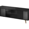 Meuble TV Design EDEN 140 Cm, 2 Portes Et 2 Niches, Coloris Noir. Type Scandinave. -Pas Cher Mobiliora Magasin meuble tv 8920757