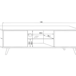 Meuble TV Design EDEN 140 Cm, 2 Portes Et 2 Niches, Coloris Noir. Type Scandinave. 7 Meuble TV Design EDEN 140 Cm, 2 Portes Et 2 Niches, Coloris Noir. Type Scandinave. -Pas Cher Mobiliora Magasin meuble tv 8920761