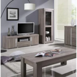 Ensemble AVIGNON Pour Salon. Meuble TV + Vitrine Petit Modèle (avec LED).