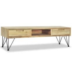 Meuble Télé Buffet Tv Télévision Design Pratique 120 Cm Teck Massif Beige 2502249 11 Meuble Télé Buffet Tv Télévision Design Pratique 120 Cm Teck Massif Beige 2502249 -Pas Cher Mobiliora Magasin meuble tv 8921157