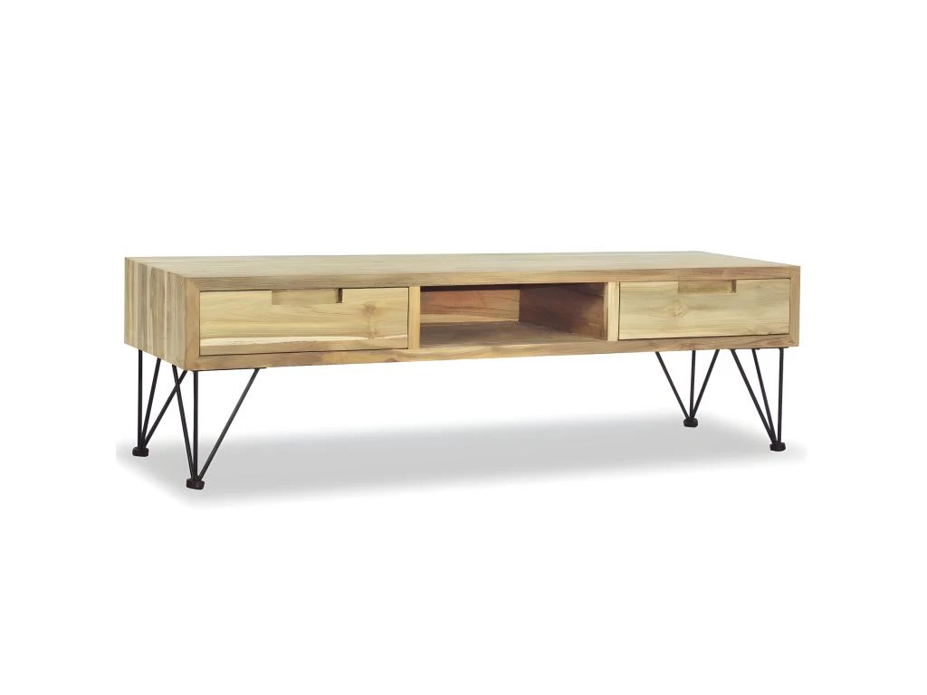 Meuble Télé Buffet Tv Télévision Design Pratique 120 Cm Teck Massif Beige 2502249 7 Meuble Télé Buffet Tv Télévision Design Pratique 120 Cm Teck Massif Beige 2502249 – Image 5