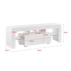 Meuble TV Avec éclairage LED Multicolore Banc Support Design Avec étagères 130 Cm Blanc 03_0005859 -Pas Cher Mobiliora Magasin meuble tv 8921225