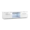 Meuble TV Design LEON 140 Cm. 2 Portes Et Niche Coloris Blanc + Led -Pas Cher Mobiliora Magasin meuble tv 8921295