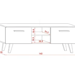 Meuble TV Design EST, 140cm, 2 Portes Et 2 Niches, Coloris Noir Et Anthracite. 9 Meuble TV Design EST, 140cm, 2 Portes Et 2 Niches, Coloris Noir Et Anthracite. -Pas Cher Mobiliora Magasin meuble tv 8921309
