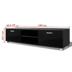 Meuble Télé Buffet Tv Télévision Design Pratique à Haute Brillance Noir 140 Cm 2502219 -Pas Cher Mobiliora Magasin meuble tv 8921471