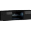 Meuble TV Design LEON 140 Cm. 2 Portes Et Niche Coloris Noir + LED -Pas Cher Mobiliora Magasin meuble tv 8921571