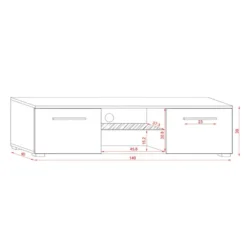 Meuble TV Design LEON 140 Cm. 2 Portes Et Niche Coloris Noir + LED 9 Meuble TV Design LEON 140 Cm. 2 Portes Et Niche Coloris Noir + LED -Pas Cher Mobiliora Magasin meuble tv 8921577