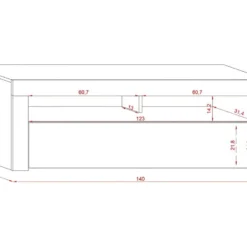 Meuble TV Design MEXICO 140 Cm, 1 Porte Et 1 Niche, Coloris Noir + LED -Pas Cher Mobiliora Magasin meuble tv 8921633