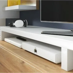 Meuble TV 220cm Collection BERGAME. Coloris Chêne Et Blanc. -Pas Cher Mobiliora Magasin meuble tv 8921679