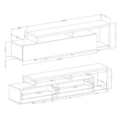 Meuble TV 220cm Collection BERGAME. Coloris Chêne Et Blanc. -Pas Cher Mobiliora Magasin meuble tv 8921681