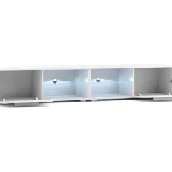 Meuble TV Design LEON II XXL, 2 Mètres, 2 Portes Et 4 Niches, Coloris Blanc + LED 8 Meuble TV Design LEON II XXL, 2 Mètres, 2 Portes Et 4 Niches, Coloris Blanc + LED -Pas Cher Mobiliora Magasin meuble tv 8921903