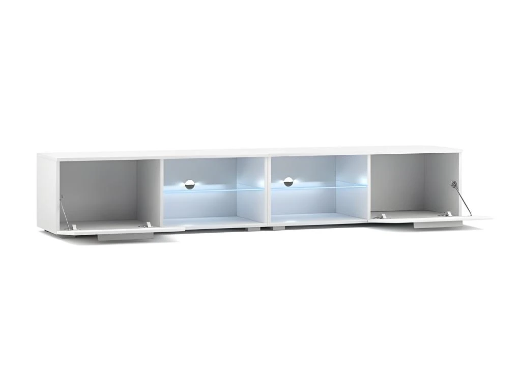 Meuble TV Design LEON II XXL, 2 Mètres, 2 Portes Et 4 Niches, Coloris Blanc + LED 5 Meuble TV Design LEON II XXL, 2 Mètres, 2 Portes Et 4 Niches, Coloris Blanc + LED – Image 3