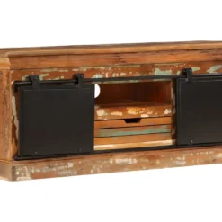 Meuble Télé Buffet Tv Télévision Design Pratique 110 Cm Bois De Récupération Massif 2502287
