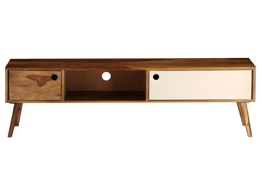 Meuble Télé Buffet Tv Télévision Design Pratique 140 Cm Bois Solide De Sesham 2502071/2 4 Meuble Télé Buffet Tv Télévision Design Pratique 140 Cm Bois Solide De Sesham 2502071/2 – Image 2