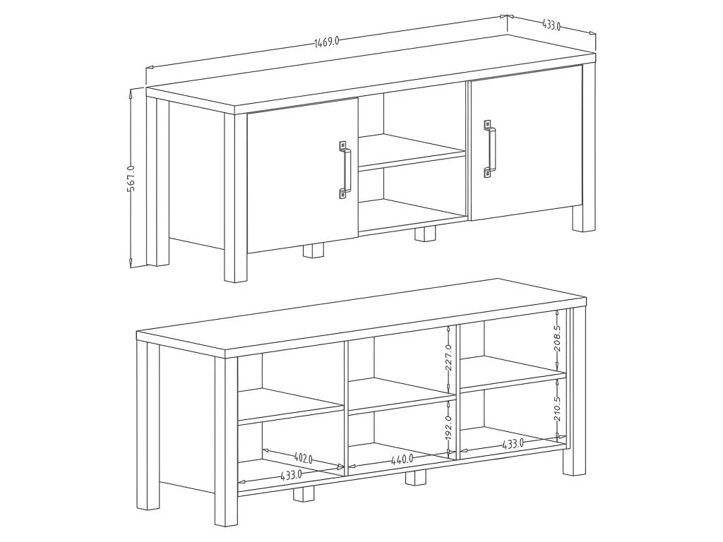 Meuble TV 150cm Collection DARWIN. Couleur Chêne Clair Et Noir. 2 Portes Et 2 Niches 5 Meuble TV 150cm Collection DARWIN. Couleur Chêne Clair Et Noir. 2 Portes Et 2 Niches – Image 3