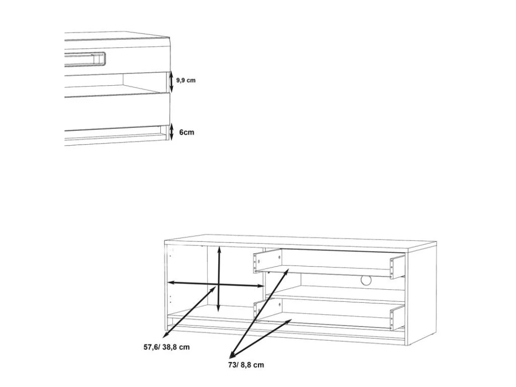 Meuble TV Blanc Laqué Et Décor Chêne Naturel - ALEXIANE 6 Meuble TV Blanc Laqué Et Décor Chêne Naturel - ALEXIANE – Image 4