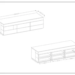 Meuble TV XL 200cm Collection KILES. Coloris Blanc Et Gris. Style Design. -Pas Cher Mobiliora Magasin meuble tv 8922933