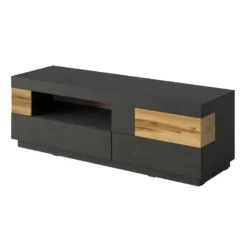 Meuble TV 160cm Collection KILES. Coloris Gris Anthracite Et Chêne. Style Design.