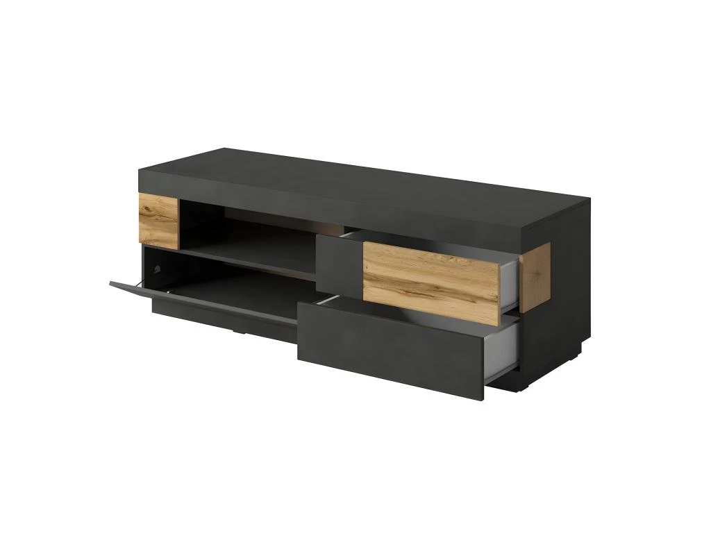 Meuble TV 160cm Collection KILES. Coloris Gris Anthracite Et Chêne. Style Design. 5 Meuble TV 160cm Collection KILES. Coloris Gris Anthracite Et Chêne. Style Design. – Image 3