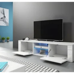 Meuble TV Design PARIS-HIT 140 Cm, 2 Portes Et 2 Niches, Coloris Blanc + LED 9 Meuble TV Design PARIS-HIT 140 Cm, 2 Portes Et 2 Niches, Coloris Blanc + LED -Pas Cher Mobiliora Magasin meuble tv 8923389