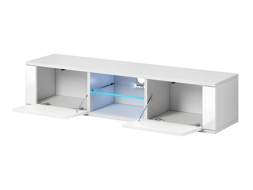 Meuble TV Design PARIS-HIT 140 Cm, 2 Portes Et 2 Niches, Coloris Blanc + LED 6 Meuble TV Design PARIS-HIT 140 Cm, 2 Portes Et 2 Niches, Coloris Blanc + LED – Image 4