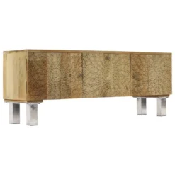 Meuble Télé Buffet Tv Télévision Design Pratique Bois De Manguier Massif 118 Cm 2502135
