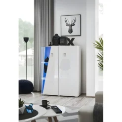 Ensemble 4 Meubles De Salon Collection SPIKE Couleur Blanche. Meuble Design Avec LED -Pas Cher Mobiliora Magasin meuble tv 8923805