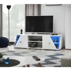 Ensemble 4 Meubles De Salon Collection SPIKE Couleur Blanche. Meuble Design Avec LED -Pas Cher Mobiliora Magasin meuble tv 8923807