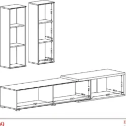 Composition De 3 Meubles Design Pour Salon Couleur Blanc Et Chêne Collection HARLEM -Pas Cher Mobiliora Magasin meuble tv 8923869