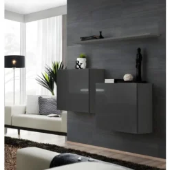 Ensemble Meubles De Salon SWITCH SBI Design, Coloris Gris Brillant.