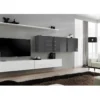 Ensemble Meuble Salon SWITCH VII Design, Coloris Blanc Et Gris Brillant. -Pas Cher Mobiliora Magasin meuble tv 8924159