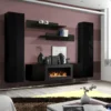 Ensemble De Meubles Suspendus Avec Cheminée Décorative Collection FLY M1. Coloris Noir. -Pas Cher Mobiliora Magasin meuble tv 8924789