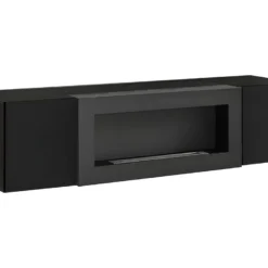 Ensemble De Meubles Suspendus Avec Cheminée Décorative Collection FLY M1. Coloris Noir. -Pas Cher Mobiliora Magasin meuble tv 8924793