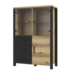 Ensemble De 3 Meubles De Salon Collection DARWIN. Couleur Chêne Clair Et Noir. -Pas Cher Mobiliora Magasin meuble tv 8924935