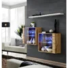 Ensemble Meubles De Salon SWITCH SBIII Design, Coloris Chêne Wotan Et Porte Vitrée Avec Système LED Intégré, étagère Blanche. -Pas Cher Mobiliora Magasin meuble tv 8924963