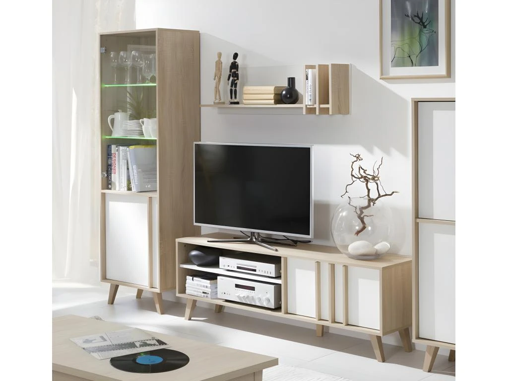 Ensemble Design Pour Votre Salon MALMO. Bibliothèque Petit Modèle + Meuble Tv + Etagère. Meuble Type Scandinave 3 Ensemble Design Pour Votre Salon MALMO. Bibliothèque Petit Modèle + Meuble Tv + Etagère. Meuble Type Scandinave