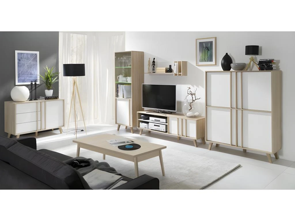 Ensemble Design Pour Votre Salon MALMO. Bibliothèque Petit Modèle + Meuble Tv + Etagère. Meuble Type Scandinave 7 Ensemble Design Pour Votre Salon MALMO. Bibliothèque Petit Modèle + Meuble Tv + Etagère. Meuble Type Scandinave – Image 5