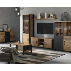 Ensemble De 3 Meubles De Salon Collection DARWIN. Couleur épicéa Et Noir. -Pas Cher Mobiliora Magasin meuble tv 8925059