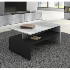 Ensemble De 7 Meubles De Salon Collection RAMOS. Couleur Gris Effet Béton Et Noir. 9 Ensemble De 7 Meubles De Salon Collection RAMOS. Couleur Gris Effet Béton Et Noir. -Pas Cher Mobiliora Magasin meuble tv 8925249