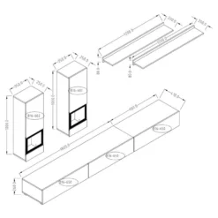Ensemble De 7 Meubles De Salon Collection RAMOS. Couleur Gris Effet Béton Et Noir. 10 Ensemble De 7 Meubles De Salon Collection RAMOS. Couleur Gris Effet Béton Et Noir. -Pas Cher Mobiliora Magasin meuble tv 8925251