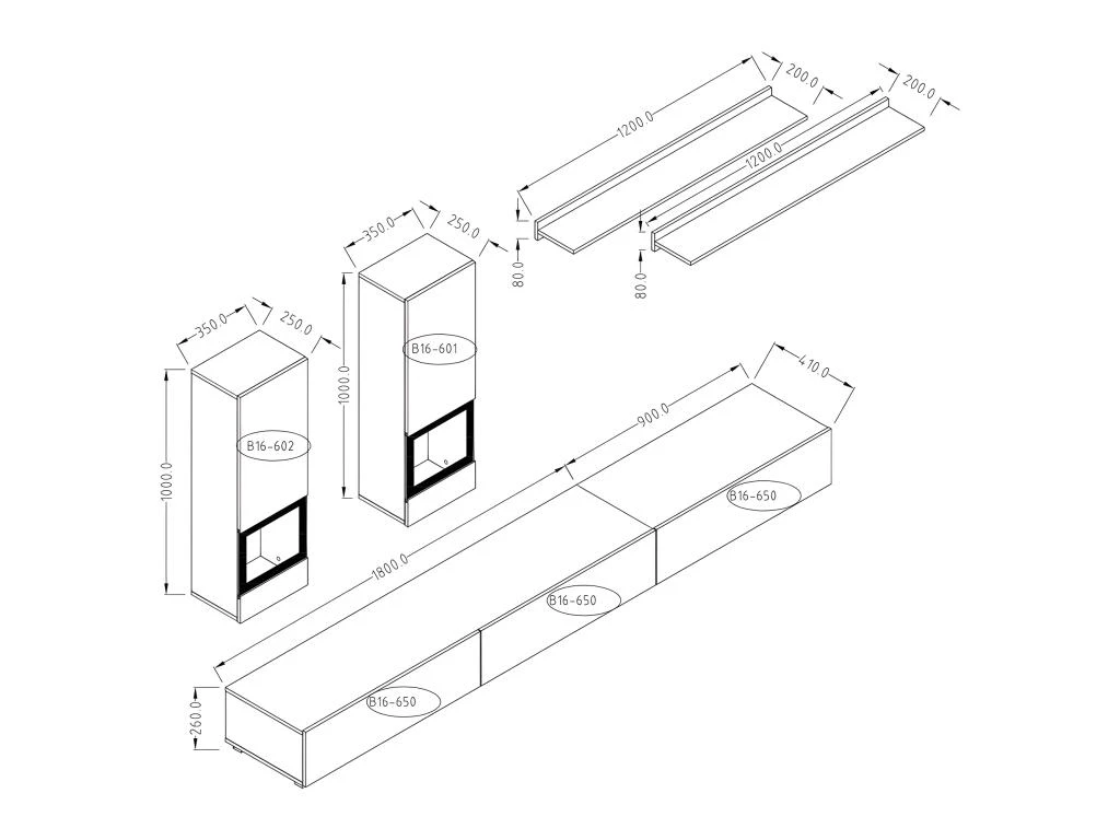 Ensemble De 7 Meubles De Salon Collection RAMOS. Couleur Gris Effet Béton Et Noir. 6 Ensemble De 7 Meubles De Salon Collection RAMOS. Couleur Gris Effet Béton Et Noir. – Image 4