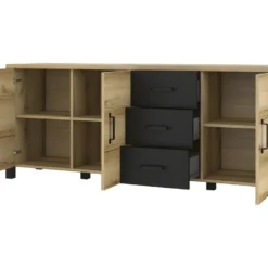 Ensemble De 5 Meubles De Salon Collection DARWIN. Couleur Chêne Clair Et Noir. -Pas Cher Mobiliora Magasin meuble tv 8925307