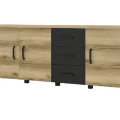 Ensemble De 5 Meubles De Salon Collection DARWIN. Couleur Chêne Clair Et Noir. -Pas Cher Mobiliora Magasin meuble tv 8925309