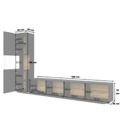 Ensemble Meuble TV Et Vitrine Collection EVA. Couleur Noir Et Chêne. -Pas Cher Mobiliora Magasin meuble tv 8931897